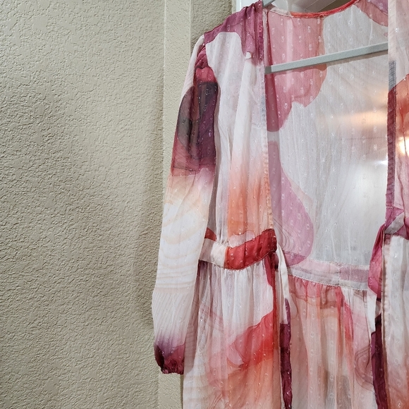 Express three quarter sleeve pink & white floral print duster Size M - Picture 7 of 8